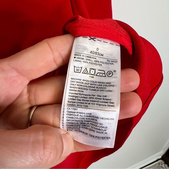 Banana Republic Red Long Bell Sleeve Mini Dress Tie Open Back Size 0 Classic - Picture 9 of 11